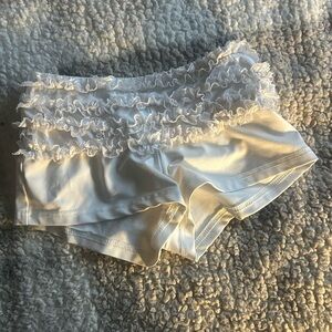 Women's White Ruffled Shorts